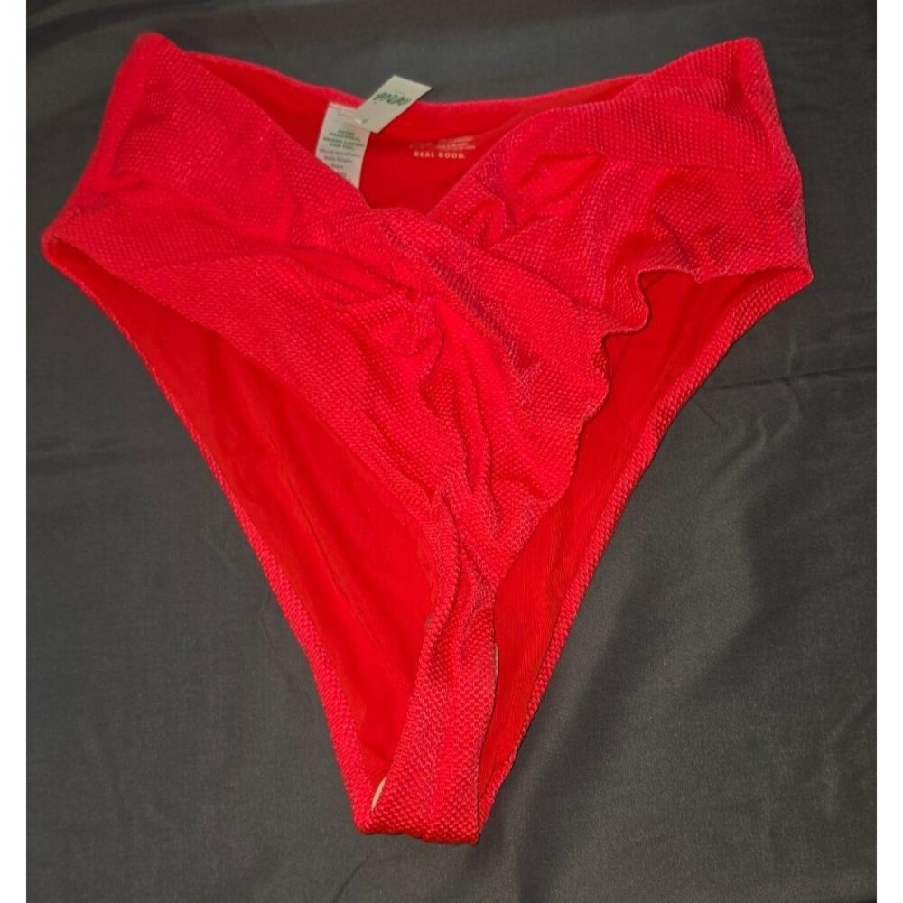 Aerie Bikini Swim Bathing Suit Bottom Size Medium M Orange Texture New
